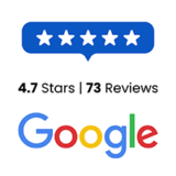 Google Review Rating 4.7 Stars from 73 Reviews